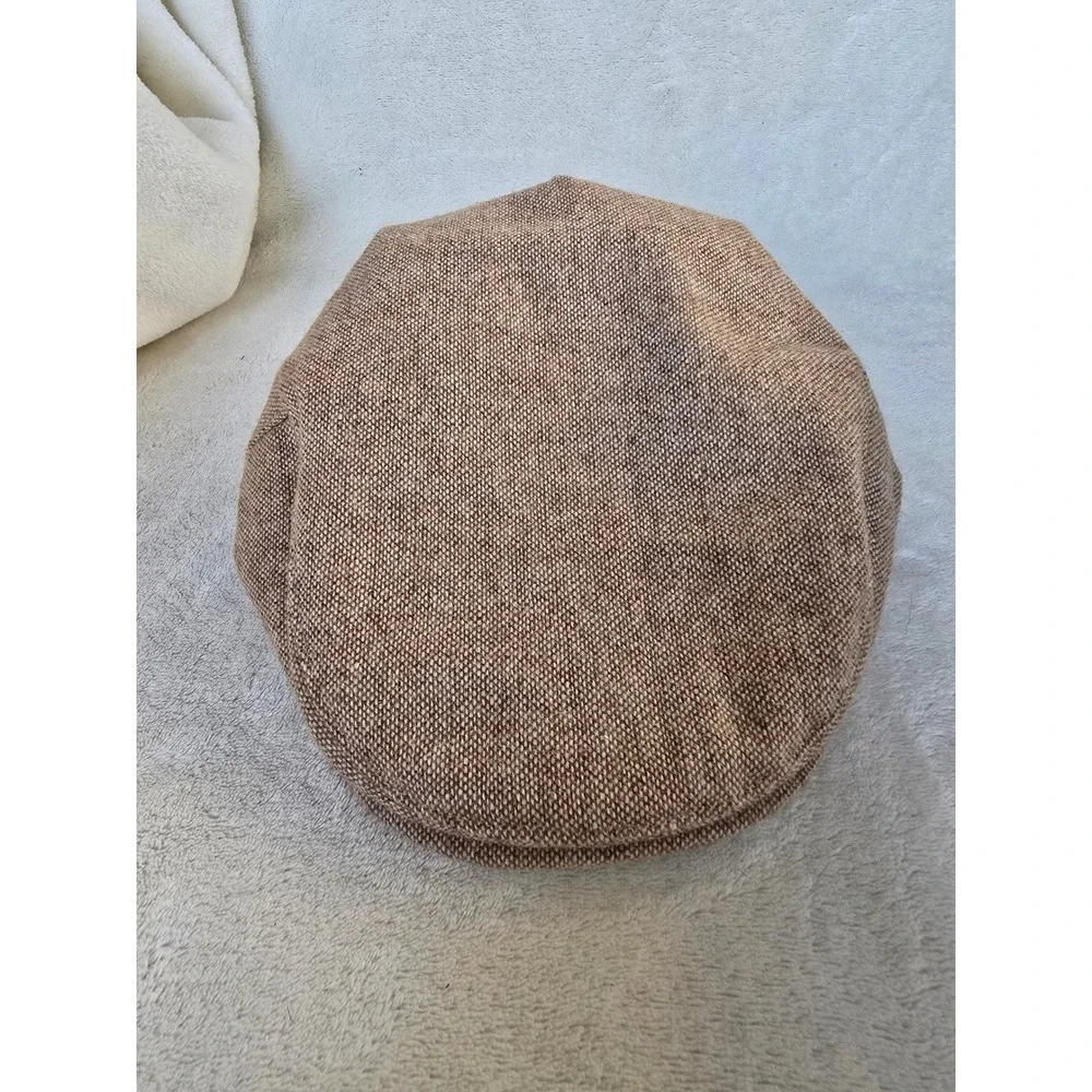 Jangoul Brown Wool Blend Flat Cap Newsboy Ivy Hat 48cm Brown Tweed Style